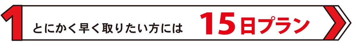 とにかく早く取りたい方には15日プラン