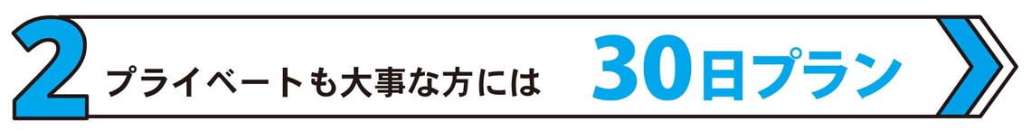 プライベートも大事な方には30日プラン